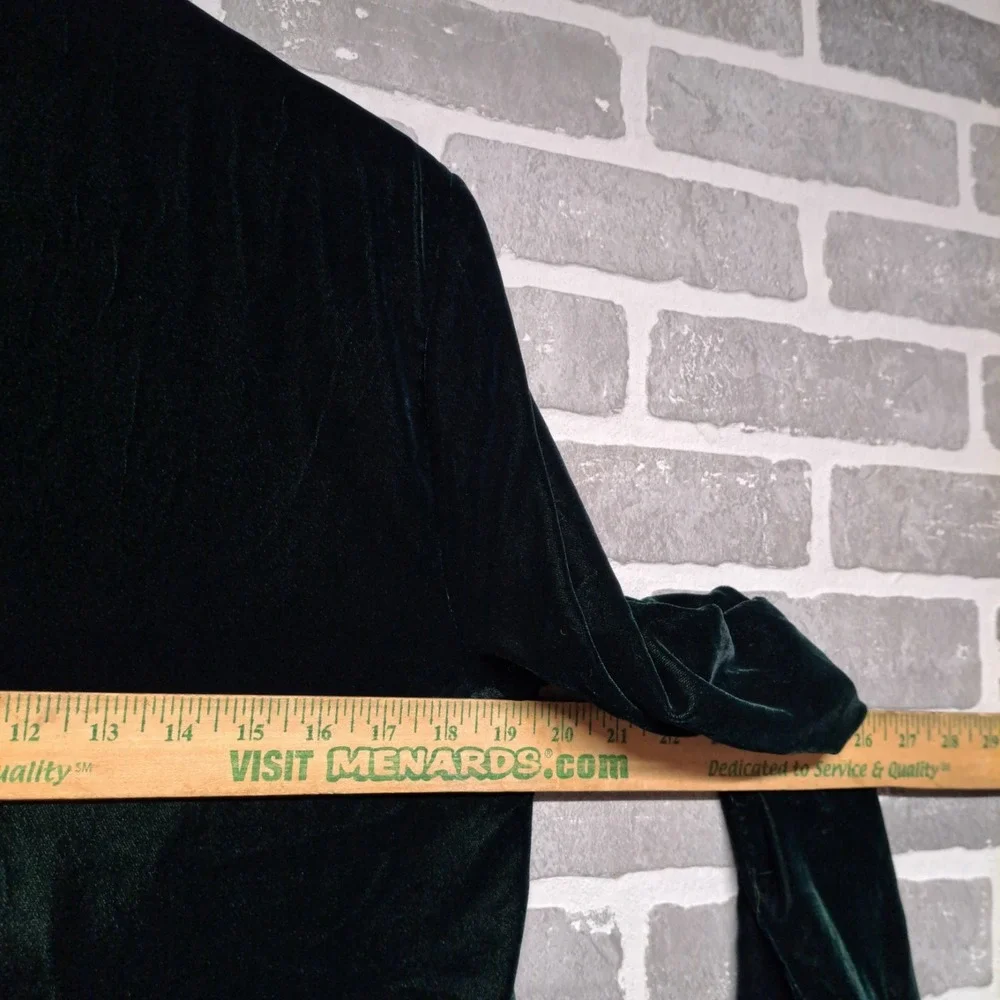 ZARA Blazer Jacket Women Medium Deep Green Velvet Double Breasted Pearl‎ Buttons